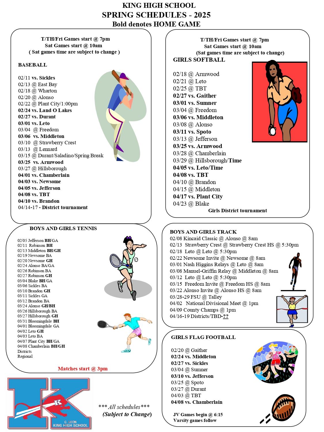 Spring Schedule 